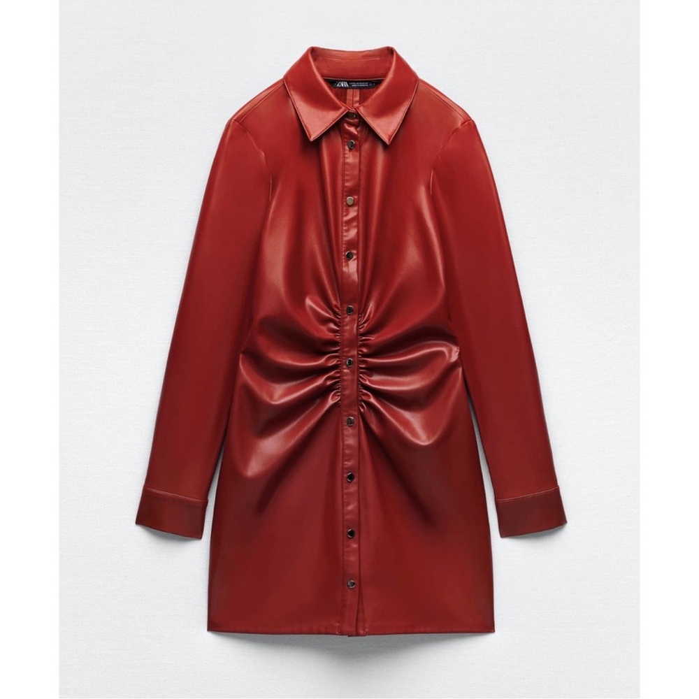 New with tags Zara Red Faux Leather Dress Size Large